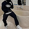 Miniatyrbillede 4 af 5: Corteiz Mænds Y2k Joggingdragt, 2-delt Letvægts Tracksuit_x67 Black 3XL