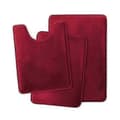 3-delt hurtigtørrende badeværelsestæppe med U-formet toiletmåtte wine red