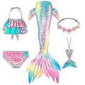 Miniatyrbillede 1 af 5: 5 stk/sæt Piger Havfrue Hale Badedragt Børn Havfrue Ariel Cosplay Kostume Fantasy Beach Bikini Hk Set 3 150