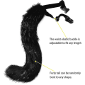 Miniatyrbilde 4 av 5: Rion Faux Fur Fox Hale Katteulv Cosplay Kostyme Sett Plysj Maske Fluffy Pote Hansker Halloween Jul Black