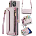 Miniatyrbilde 1 av 5: For Samsung Galaxy S24 Ultra Case Lommebok, Magnetisk lukking 360 Full Støtsikker Beskyttelse Drop Absorption Heavy Duty Lærveske pink