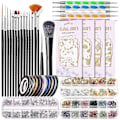 Miniatyrbild 1 av 4: Nagelborstar för Nagelkonst, Nagelkonstset, Nagelkonstborste, Nagelstrass Black