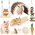 Miniatyrbillede 1 af 6: Hamster tyggelegetøjssæt til små dyr, molarlegetøj til tænderpleje, trætilbehør til marsvin, chinchillaer, gerbiler, mus, rotter, gnaverlegetøj