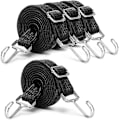 Miniatyrbillede 1 af 5: Justerbare Bungee-reb med kroge, 4-pak 2m ekstra lang flad elasticitetstov, store kraftige gummielastiske stropper med justeringsmetal