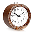 Miniatyrbillede 1 af 5: Analogt trævækkeur med snooze - Retro ur med alarmlys Brown