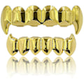 Miniatyrbillede 1 af 2: 18k Guldbelagt Sølvbelagt Hip Hop Vampyr Tænder Øvre Nedre Tænder Grillz Sæt Til Mænd Og Kvinder