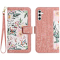 Pikkukuva 1 / 5: Samsung Galaxy A55 5g -puhelimen nahkakotelon case , jossa on kukkakuvio Pink