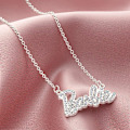 Pikkukuva 4 / 6: Barbie Crystal Script Logo kaulakoru xixl Silver