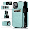 Miniatyrbillede 1 af 5: Skal Pung med Kortlommer, Premium Læder Magnetisk Lukning Stativ Robust Beskyttelse til iPhone 27 (Lysegrøn)（PA） Light green iPhone14 Pro