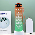 Miniatyrbild 1 av 5: Motiverande Tid Markerad Vattenflaska 1000ml Orange Green OneSize