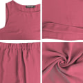 Miniatyrbilde 5 av 5: Roylamp sommerantrekk for kvinner i 2 deler Rundhalset Crop Basic Topp Beskåret buksesett med brede ben, Jumpsuits Dark Fuchsia Large