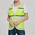 Miniatyrbillede 2 af 3: Dame Vest med Høj Synlighed Refleks Arbejdssikkerhedsvest Jakke Fluorescence Green XL