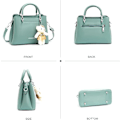 Miniatyrbillede 4 af 5: Kvinders Crossbody Mode Top Håndtaske Damer Skuldertasker PU Læder Satchel Taske Piger Messenger Tasker Håndtasker med Bjørn Vedhæng (Beige)