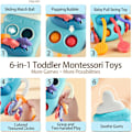 Miniatyrbillede 5 af 6: Baby Sensorisk Montessori Legetøj til 6-12-18 Måneders Babyer, Fødevaregodkendt Silikone Trækstreng Tandrelegetøj, Sensorisk Aktivitetslegetøj Bottle-Blue