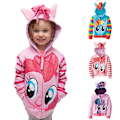 Miniatyrbillede 4 af 4: Børne Unicorn Hoodie Langærmet Sweatshirt med Vinger & Ører & Hår Design Pink 110cm