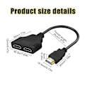 Miniatyrbild 2 av 5: Splitter för dubbla bildskärmar, svart HDMI dubbeladapter, HDMI splitter 1 in 2 ut, perfekt för HDMI HD, led, lcd, tv, stöder två tv-apparater samtidigt, S