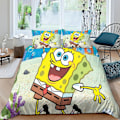 Miniatyrbild 2 av 5: HOUKIG Spongebob Täckeöverdrag 3D-tryck Animefigurer Täckeöverdrag för Tonåringar och Vuxna Quiltöverdrag med Kuddfodral med Blixtlås Stängning Mjuk Mi Double200x200cm