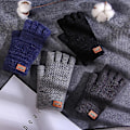 Miniatyrbillede 1 af 5: Vinter Alpaca Uld Fingerless Handsker Til Varme Mænd Strikket Halv Finger Handsker only 1 hook