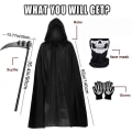 Miniatyrbilde 3 av 5: 4 stk sett Halloween Grim Reaper-kappe Kappe-hette Cosplay Wizard Devil Vampires-kappe Halloween-karnevalsfestkostymer for voksne