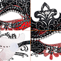 Miniatyrbillede 3 af 5: Maskerademaske, Karneval Dekorationer Venetianske Masker Til Kvinder (rød & sort)