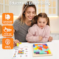 Miniatyrbild 5 av 7: Montessori-leksaker för barn 3 4 5 6 år, transparent hjärngåta pussel leksak intelligens färgglada block, geometrisk pedagogiskt spel present till barn Wooden puzzle