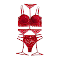 Miniatyrbild 1 av 5: Sexig spets-strumplös lingerieset för kvinnor Red M