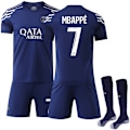 Miniatyrbild 1 av 2: 2024-2025 Paris Saint-Germain Bortaställ Barn Vuxen Fotbollströja Kit Nr.7 Mbappé 26