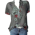 Miniatyrbillede 2 af 5: Blomstertoppe til kvinder 2023 Button Down Fashion Casual skjorter med lange/korte ærmer Bluse Gray X-Large
