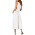 Miniatyrbild 4 av 5: Roylamp Women's Summer 2-delade outfits Rundhalsad Crop Basic Top Beskuren Byxa Set med vida ben Jumpsuits White Medium