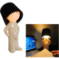 Miniatyrbilde 1 av 5: En kreativ lampe av den lille sjenerte mannen, morsom, slem gutt ledet bordlampe, romantisk led nattbordslampe, nattlys Nyhetsgave Black