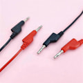 Miniatyrbillede 3 af 5: Multimeter Bananstik til Krokodille Alligator Klemme Test Probe, Bananstik til Bananstik Kabel 4PC blackred
