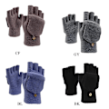Miniatyrbilde 3 av 5: Strikkede konvertible hansker Touchscreen Votter Fingerless Hansker Arbeid Flip Hansker Black
