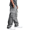 Miniatyrbillede 2 af 6: Nye Herre Casual Multi-Pocket Løse Straight Overalls Light Gray XXL