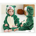 Miniatyrbilde 2 av 2: Michley tegneserie jumpsuit for barn, høst og vinter, dyre hjemmeklær, grenseoverskridende barn flanell klatreklær - Grønn frosk (70) Green frog 70cm