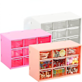 Miniatyrbilde 1 av 5: 2-pakks håndverkboksoppbevaring med 9 skuffer - Skrivebordsoppbevaringsorganisator Mini skuffer for håndverk Smykker Kosmetikk Kunst Sytilbehør med 9 skuffer with 9 Drawers Rose Red