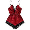 Pikkukuva 1 / 2: Naisten Satiini Pitsi Bodysuit Strappy Alusvaatteet Nalle Yöasut Yöasut Alusvaatteet Red S