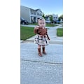 Miniatyrbillede 5 af 6: Babypige Efterårs- og Vintertøjssæt - Plaid Romper Kjole med Ruffler, Langærmet, Jumpsuit med Buespænd 12-18M