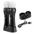 Dubbelladdare för PS4 VR Move-kontroller - Formdesignad, halkfri silikonöverdrag