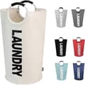 90L Large Laundry Basket, Foldable Laundry Bag, Freestanding Tall Laundry Hamper, Foldable Laundry Basket Beige Beige 90L
