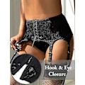 Miniatyrbild 3 av 5: Dam Garterbälte Plus Size Spets Garter och 6 Metallklämmor Justerbara Underkläder Garter Hängslen Underkläder Midje Garter Set Red 2XL