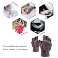 Miniatyrbillede 2 af 5: Strikkede konvertible handsker Touchscreen luffer Fingerless handsker Arbejde Flip handsker Black