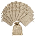 Miniatyrbillede 1 af 5: 24-pak gaveposer, jute poser, små 7 x 9 cm, jute poser, stofposer, små linnedposer, jute poser til smykker, bryllup, julefrokost