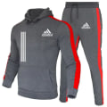 Miniatyrbillede 2 af 6: 2-delt Mænds Træningssæt 2024 Efterår Vinter Jogging Sportsæt Sæt Sweatshirts Hættetrøjer Jakker og Sportsbukser Mænd Tøj red H M