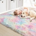 Miniatyrbild 2 av 3: Luddiga Regnbågsmattor för Barnrum Mjuka Luddiga Mattor Vardagsrum Barn Babyrum Barnkammare Lekrum Söt Inredning Matta Tie Dye Rainbow 80x200cm