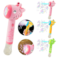 Miniatyrbild 2 av 5: Elektrisk Giraff-Bubbelblåsare med Ljus 10 Hål Cartoon Djur Barn Handhållen Automatisk Bubbelblåsare Maskin Leksak Pojkar Flickor Födelsedagspresent Pink