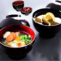 Miniatyrbilde 3 av 5: 4-pakks tradisjonelle japanske boller Lettvekts ris/miso suppeboller med lokk (2 boller og 2 lokk)