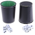 Miniatyrbild 3 av 5: Läder Tärningskopp Set med Filtfoder Tyst Skakare för Farkle Yahtzee Spel | Svart