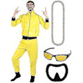 Miniatyrbillede 1 af 4: 90'er Berømthed Kostume Voksne Gul & Sort Shell Suit Hl4-yujia-yuyu [DM] M