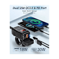 Pikkukuva 4 / 5: Moottoripyörän puhelinlaturi, kaksi USB-liitäntää, Type-C PD ja Quick Charge 3.0, jännitemittari [DB]