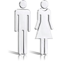Pikkukuva 1 / 5: WC-kyltit miehelle ja naiselle, 12 cm WC-kyltit ovelle hopea naiset miehet liima - CHUN